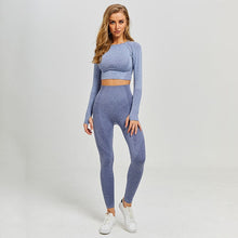 Load image into Gallery viewer, Fitness Leggings + Cropped Shirts Sport Suit Women