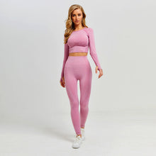 Load image into Gallery viewer, Fitness Leggings + Cropped Shirts Sport Suit Women