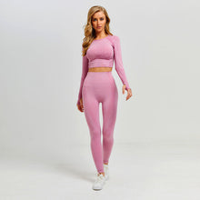 Load image into Gallery viewer, Fitness Leggings + Cropped Shirts Sport Suit Women