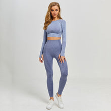 Load image into Gallery viewer, Fitness Leggings + Cropped Shirts Sport Suit Women